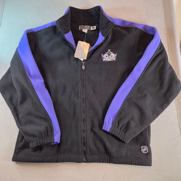 Reebok NHL LA Kings Full Zip Sweatshirt Jacket Men’s Size L Black Purple NWT - Picture 1 of 16